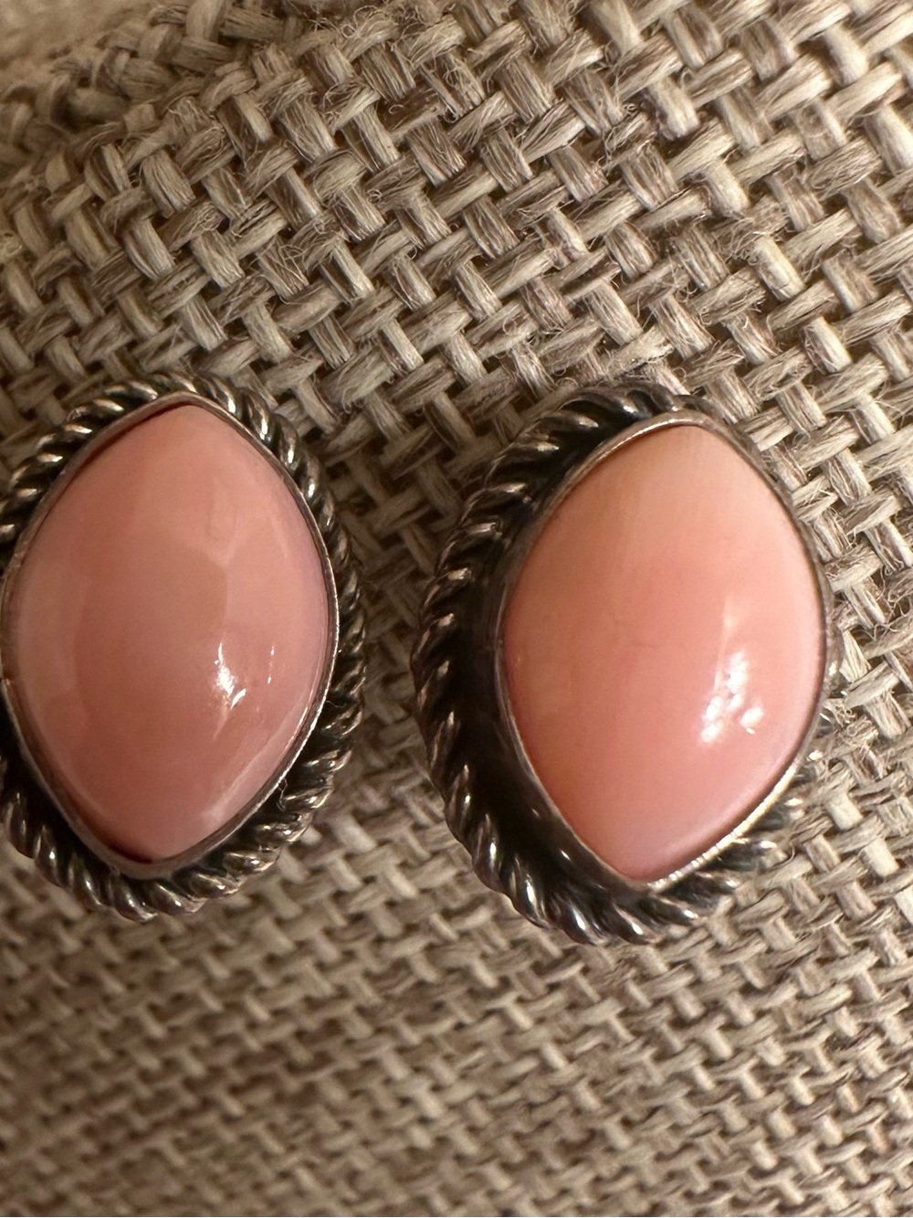 Sterling Silver Pink Conch Stud Earrings